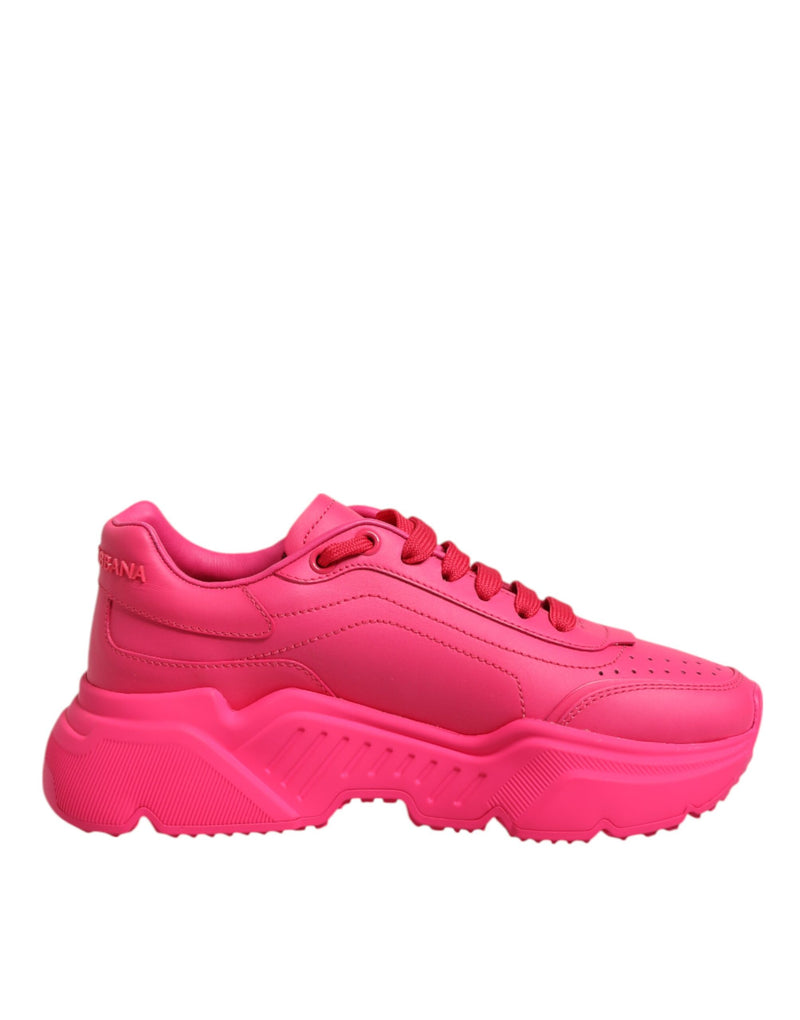 Pink Leather Daymaster Low Top Sneakers Shoes-Dolce & Gabbana-LabelTerrace.com