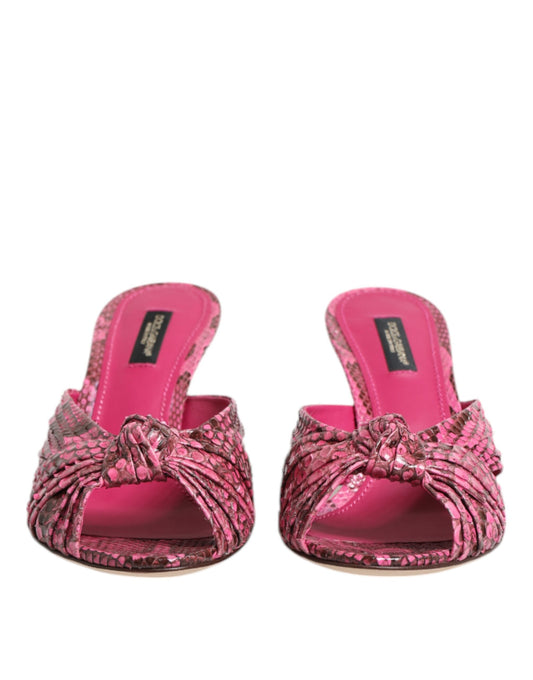 Pink Leather Heels Slides Sandals Shoes-Dolce & Gabbana-LabelTerrace.com