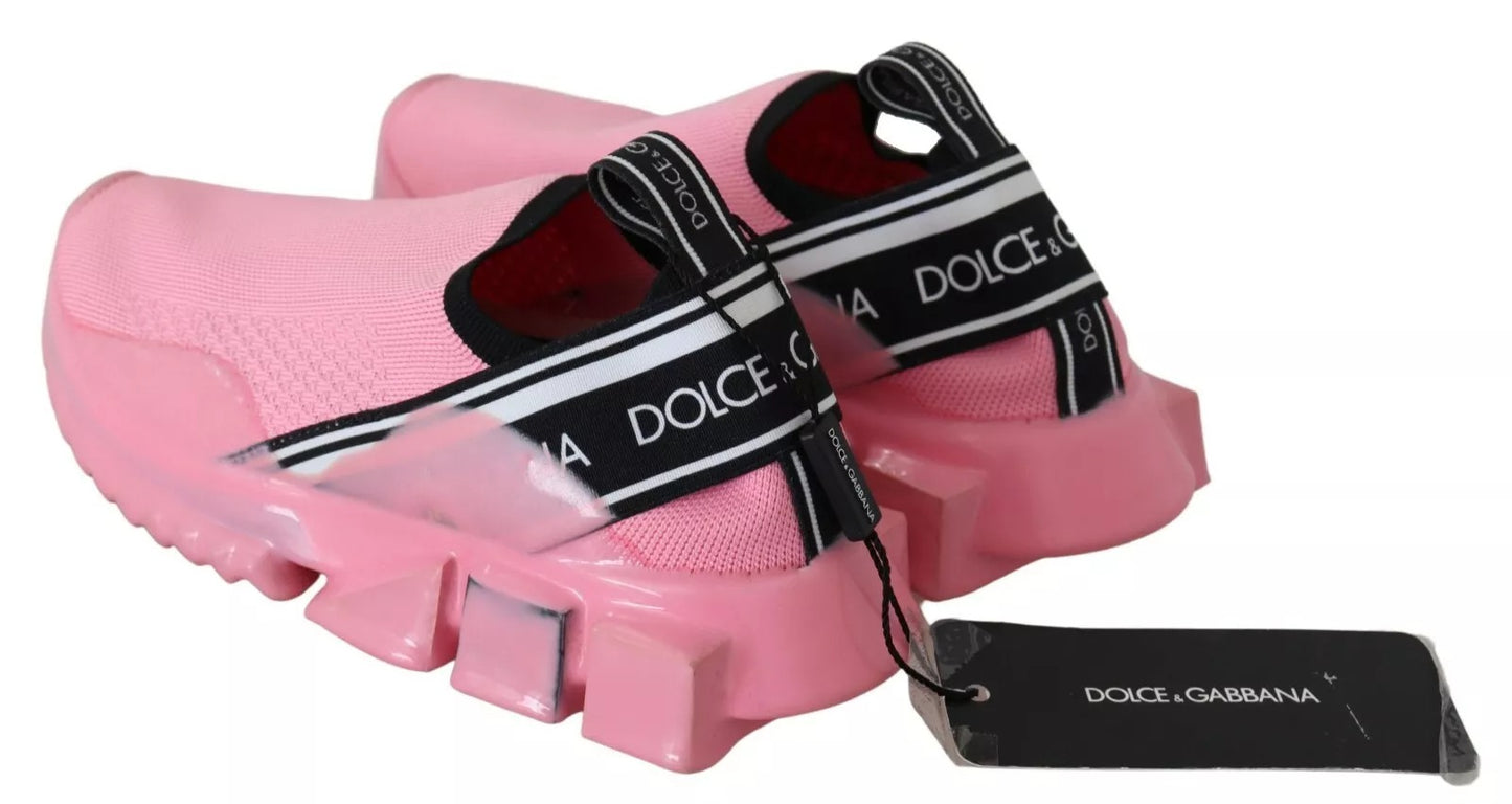 Pink Low Top Sorrento Sneakers Slip On Casual Shoes-Dolce & Gabbana-LabelTerrace.com