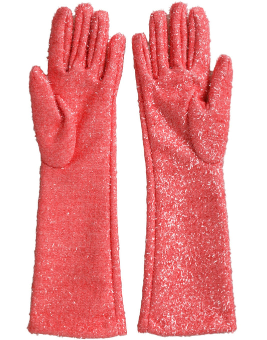 Pink Lurex Fantasia Mid Arm Length Gloves-Dolce & Gabbana-LabelTerrace.com