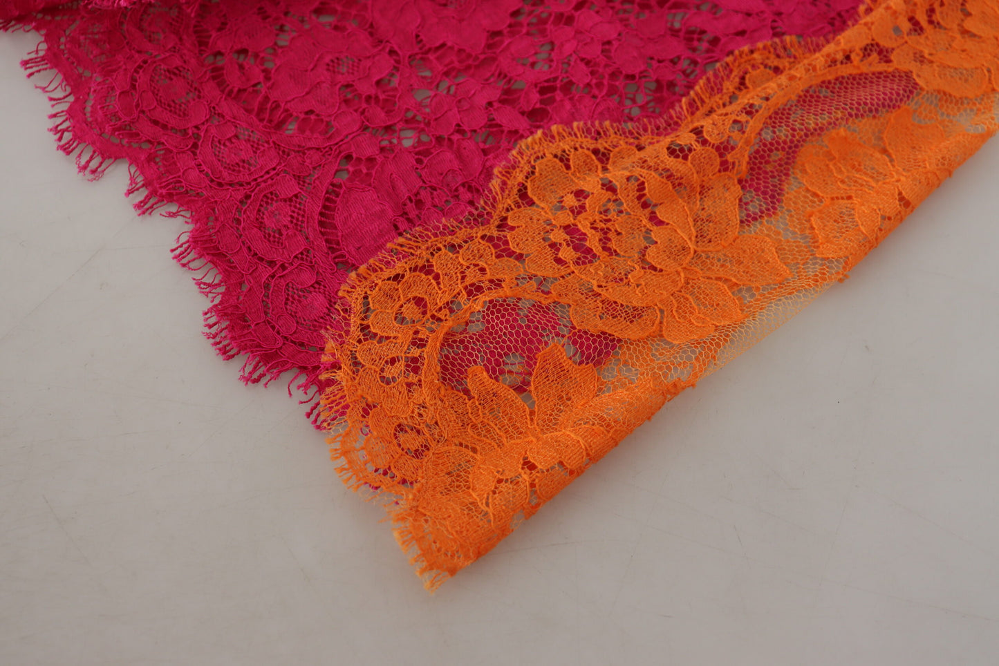 Pink Orange Lace Cotton High Waist Shorts-Dolce & Gabbana-LabelTerrace.com