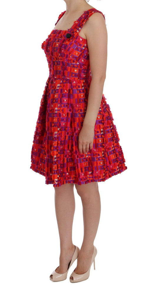 Pink Patterned A-line Above Knees Dress-Dolce & Gabbana-LabelTerrace.com