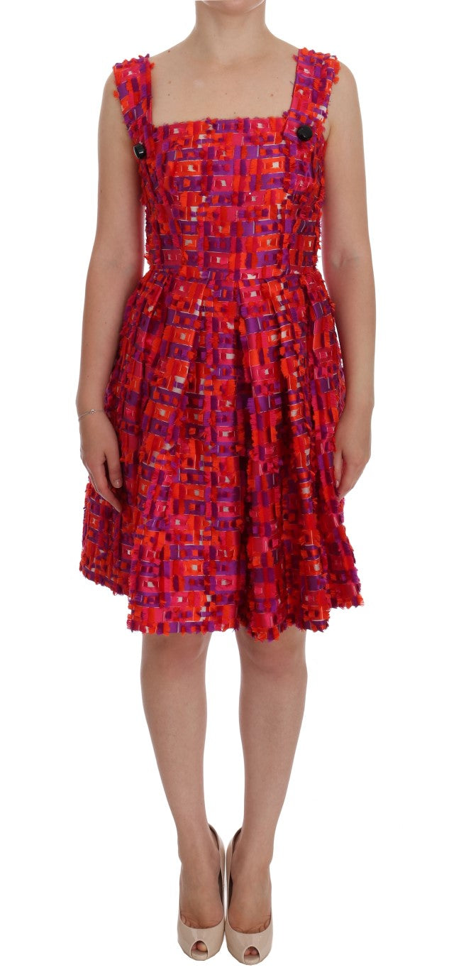 Pink Patterned A-line Above Knees Dress-Dolce & Gabbana-LabelTerrace.com