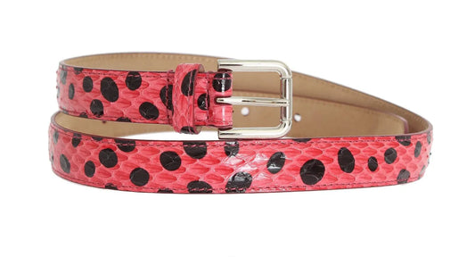 Pink Polka Snakeskin Silver Buckle Belt-Dolce & Gabbana-LabelTerrace.com