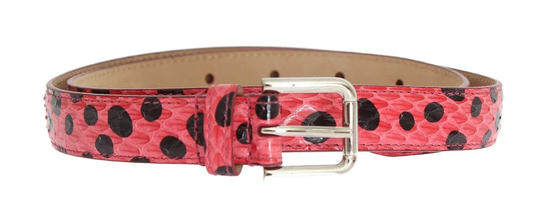 Pink Polka Snakeskin Silver Buckle Belt-Dolce & Gabbana-LabelTerrace.com