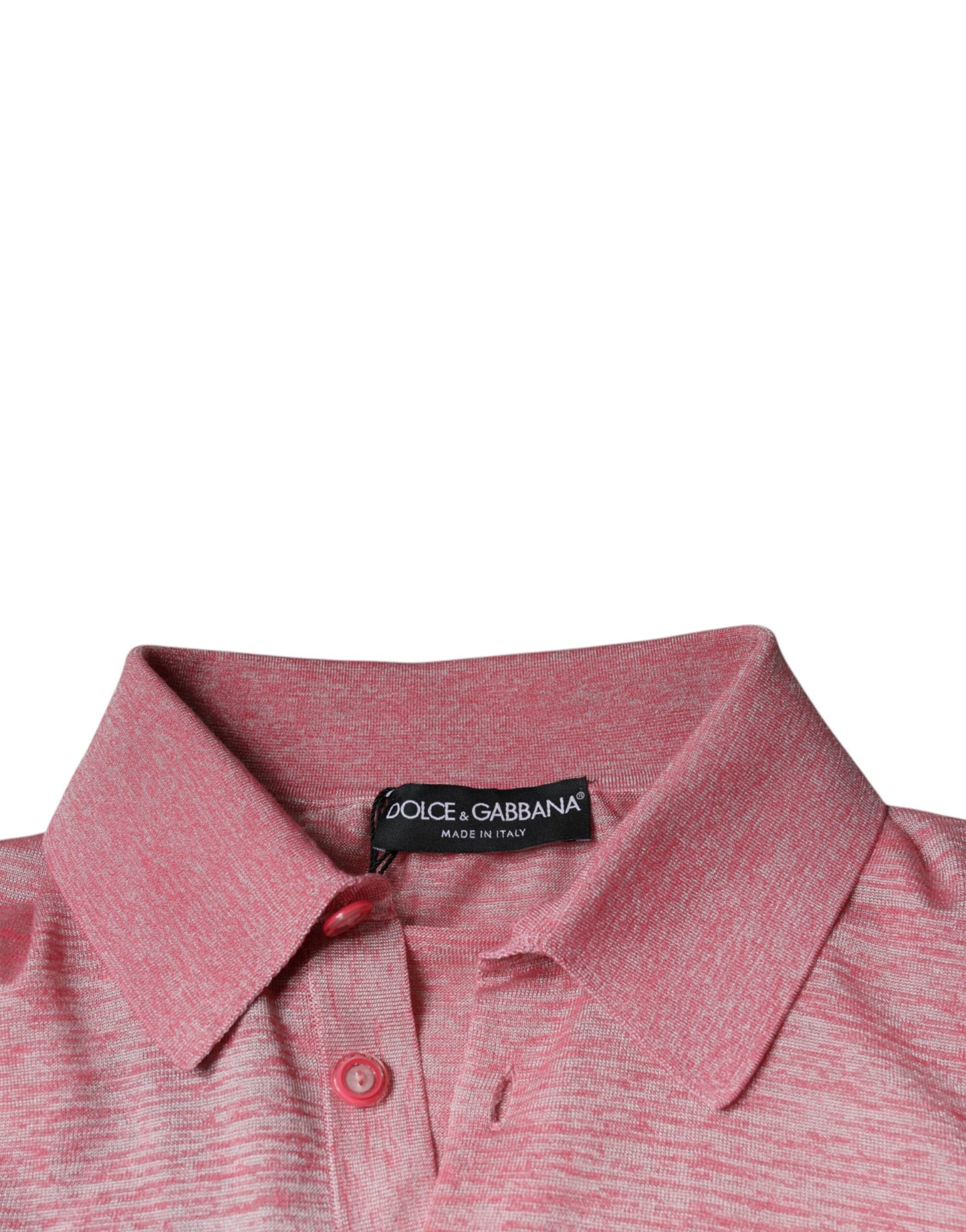 Pink Polyester Long Sleeve Men Polo T-shirt-Dolce & Gabbana-LabelTerrace.com