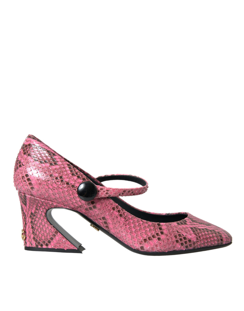 Pink Python Leather Mary Jane Heels Shoes-Dolce & Gabbana-LabelTerrace.com