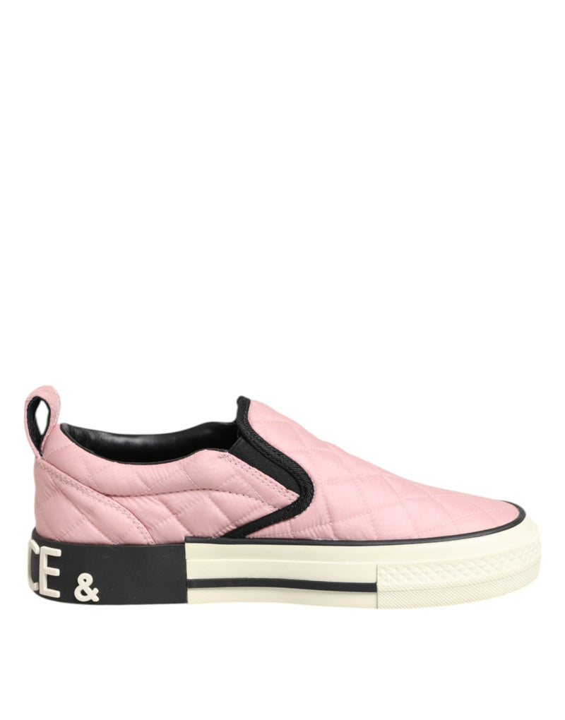 Pink Quilted Nylon Slip-On Sneaker Shoes-Dolce & Gabbana-LabelTerrace.com