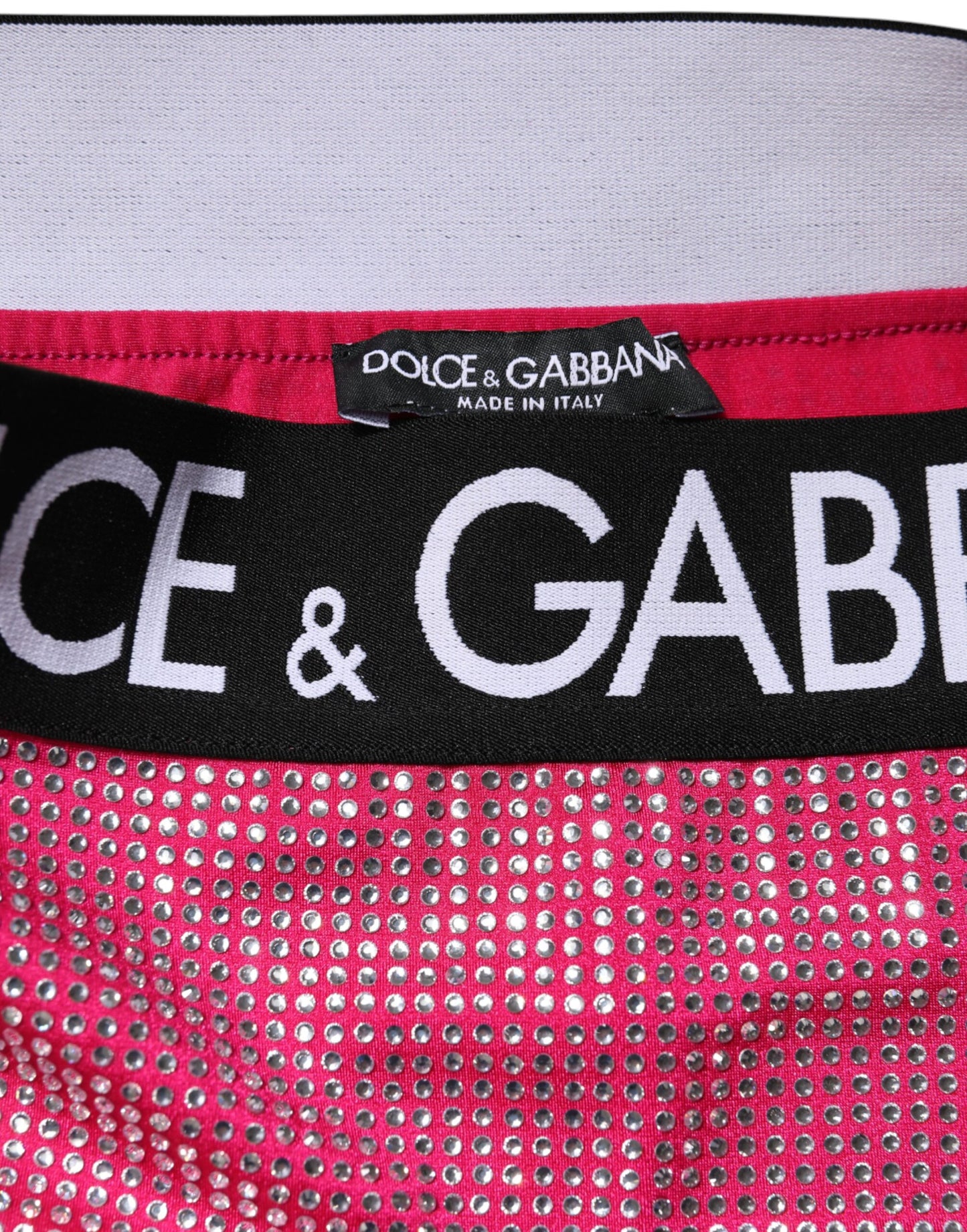 Pink Rhinestone Embellished Logo Mini Skirt-Dolce & Gabbana-LabelTerrace.com
