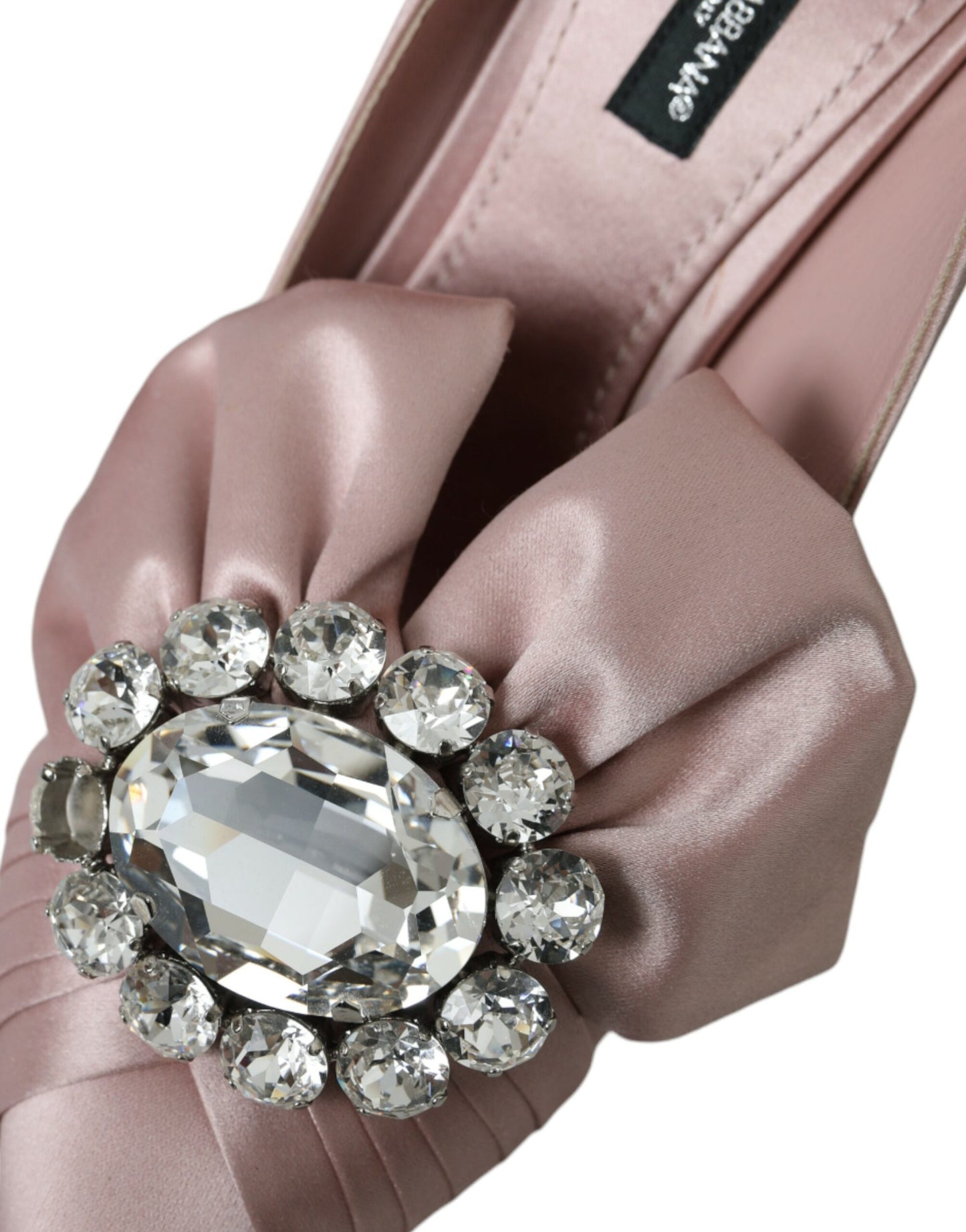 Pink Satin Crystal High Heels Pumps Shoes-Dolce & Gabbana-LabelTerrace.com