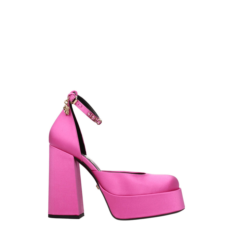 Pink Satin Platform Pumps-Versace-LabelTerrace.com