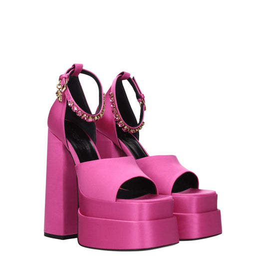Pink Satin Platform Sandals-Versace-LabelTerrace.com