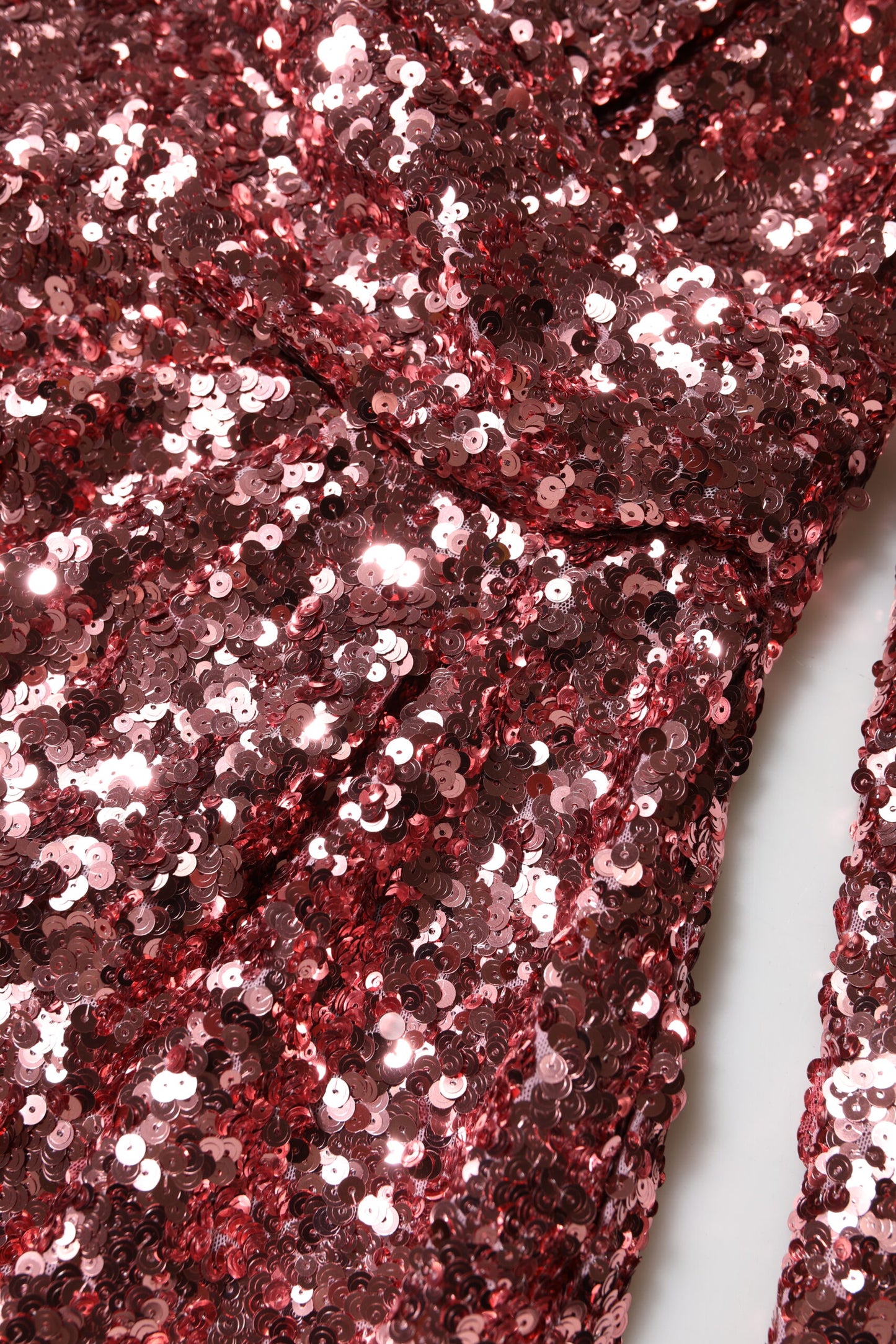 Pink Sequin Statement Nylon Midi V-Neck Dress-Dolce & Gabbana-LabelTerrace.com