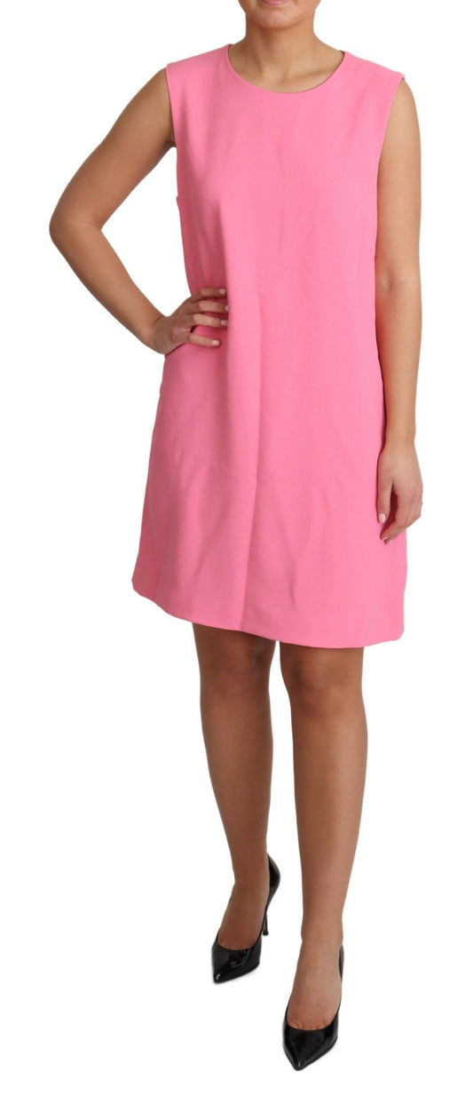 Pink Shift Sleeveless Knee Length Dress-Dolce & Gabbana-LabelTerrace.com
