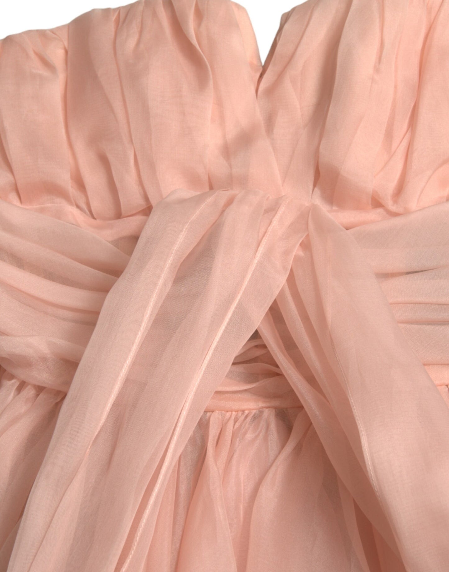 Pink Silk Chiffon Halter A-line Pleated Midi Dress-Dolce & Gabbana-LabelTerrace.com