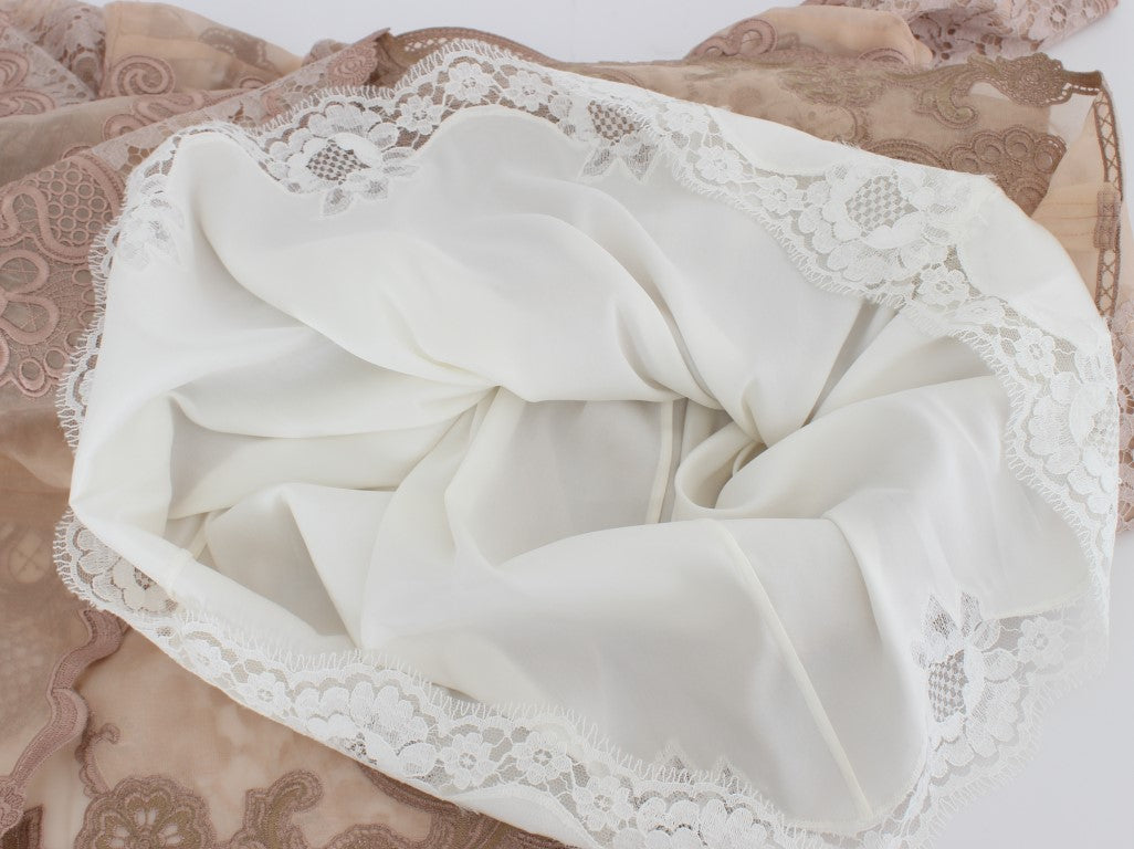 Pink Silk Lace Ricamo Shift Gown Dress-Dolce & Gabbana-LabelTerrace.com