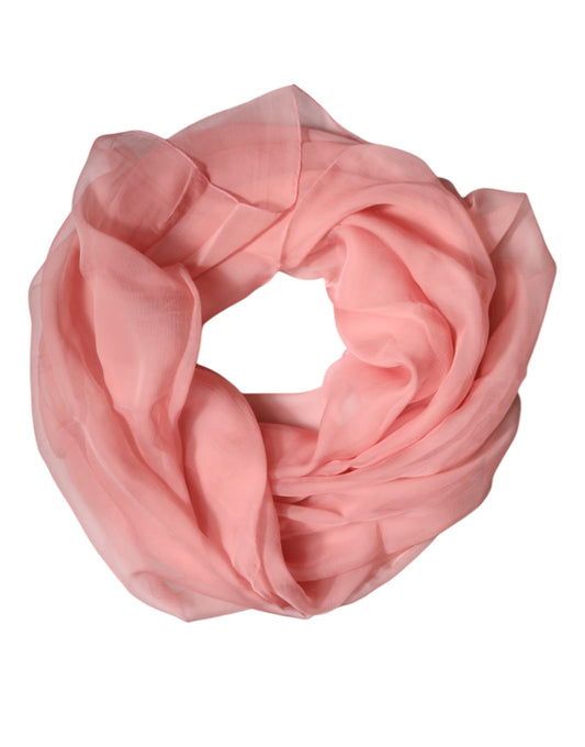 Pink Silk Rectangle Women Wrap Shawl Scarf-Dolce & Gabbana-LabelTerrace.com