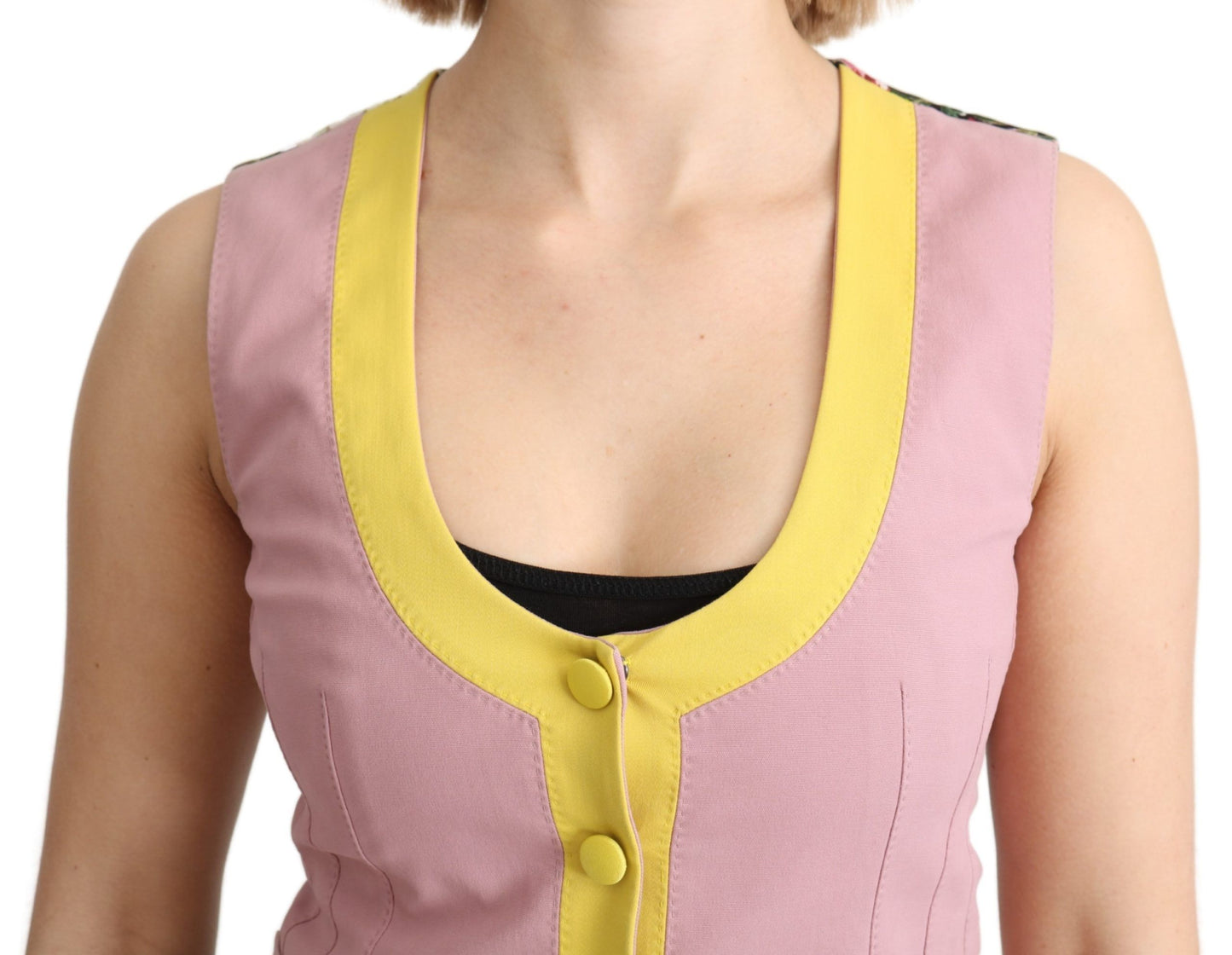 Pink Sleeveless Waistcoat Vest Cotton Top-Dolce & Gabbana-LabelTerrace.com