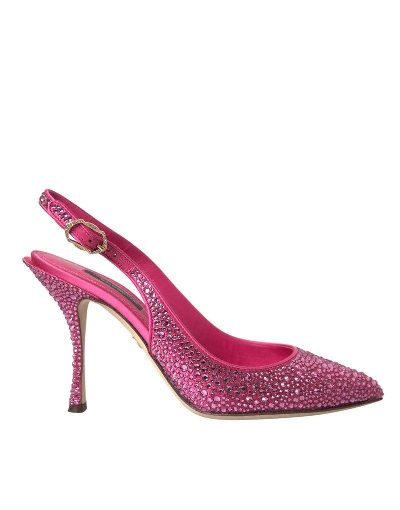Pink Slingbacks Crystal Pumps Shoes-Dolce & Gabbana-LabelTerrace.com