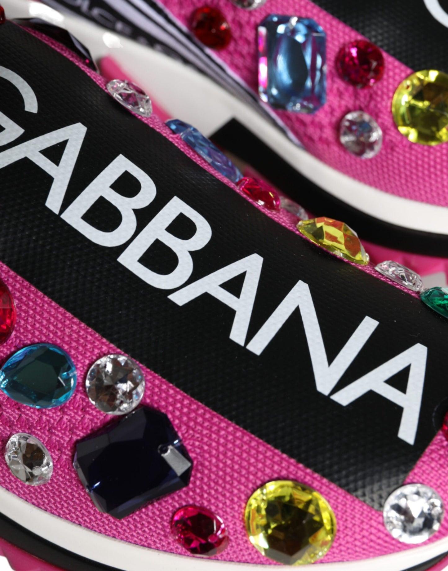 Pink Sorrento Crystals Low Top Sneakers Shoes-Dolce & Gabbana-LabelTerrace.com