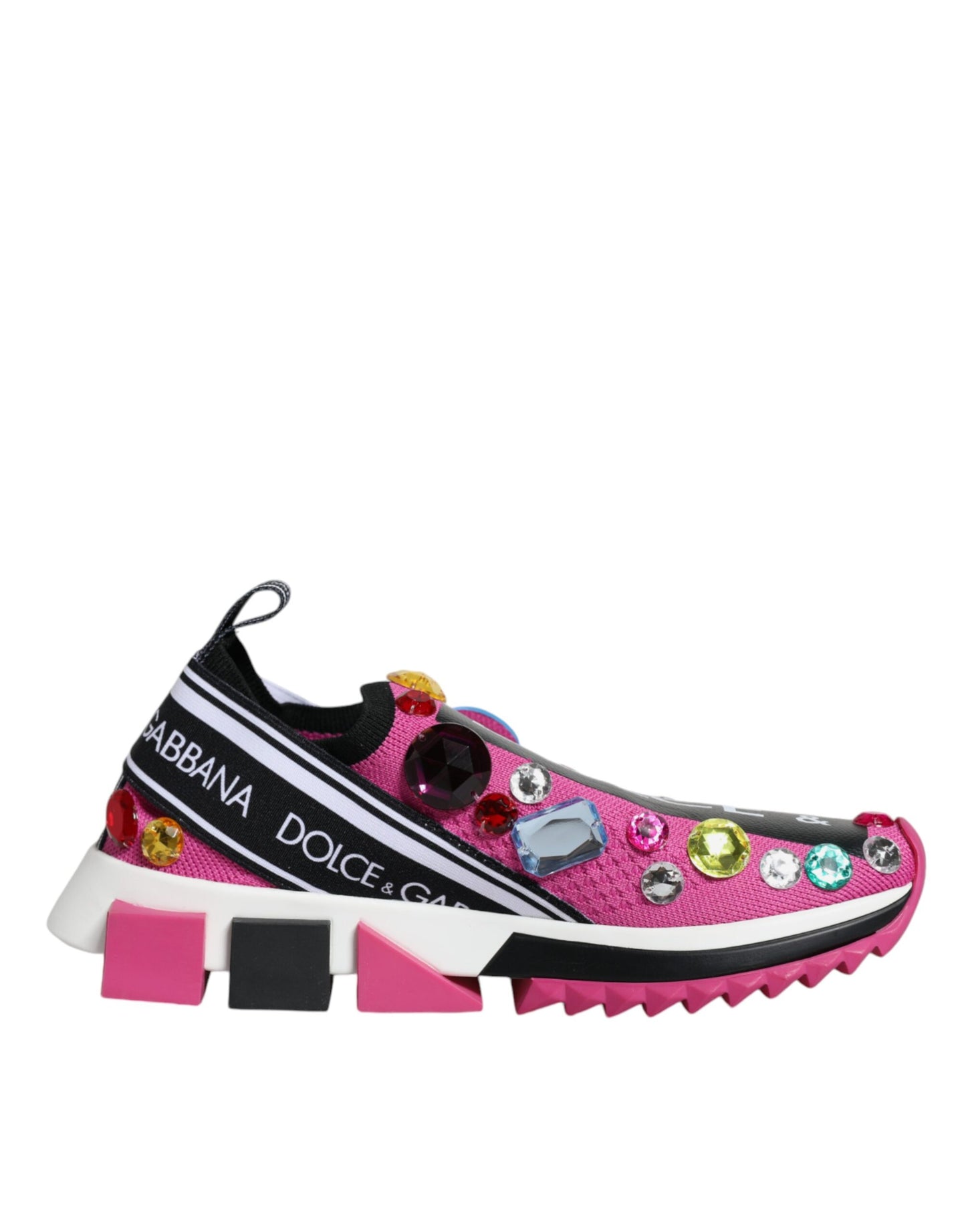 Pink Sorrento Crystals Low Top Sneakers Shoes-Dolce & Gabbana-LabelTerrace.com
