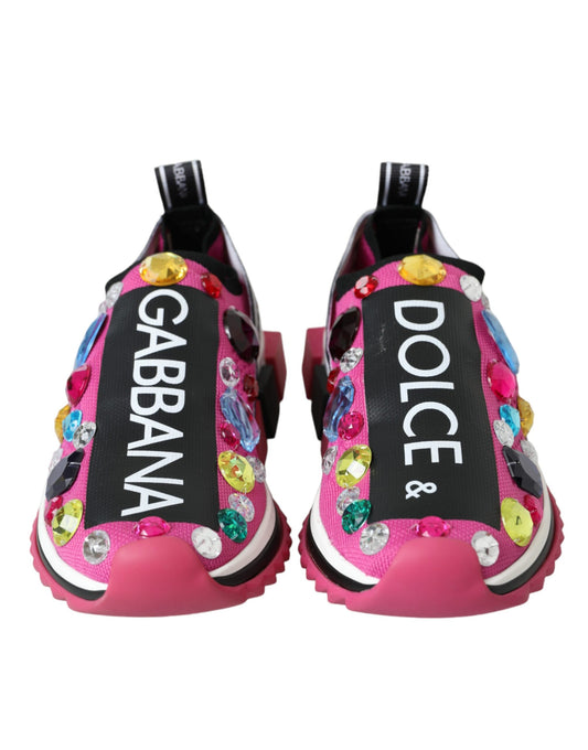 Pink Sorrento Crystals Sneakers Shoes-Dolce & Gabbana-LabelTerrace.com