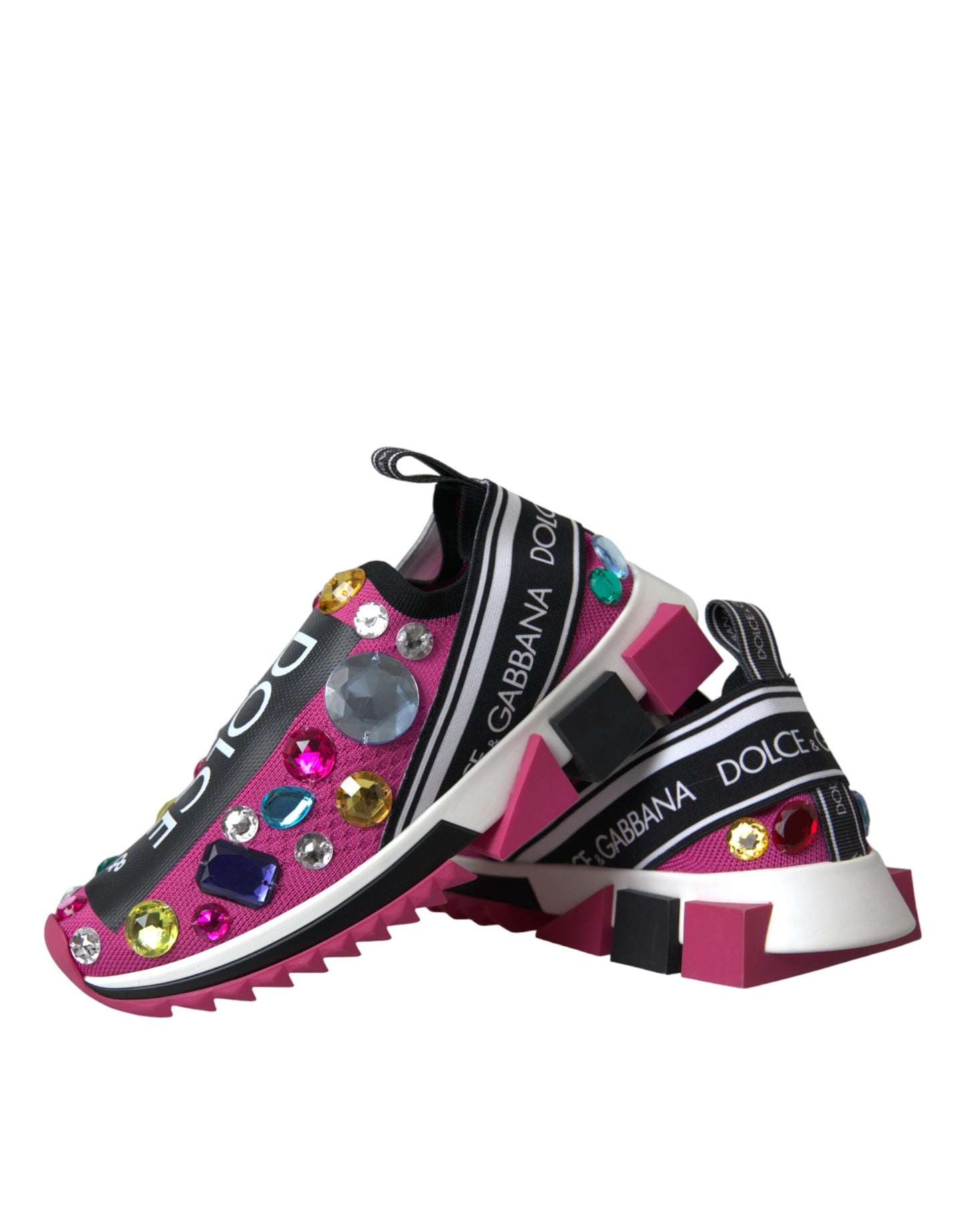 Pink Sorrento Crystals Sneakers Shoes-Dolce & Gabbana-LabelTerrace.com