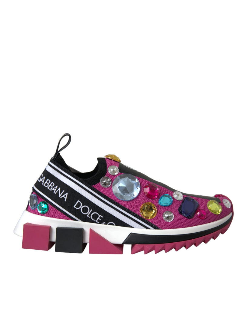 Pink Sorrento Crystals Sneakers Shoes-Dolce & Gabbana-LabelTerrace.com