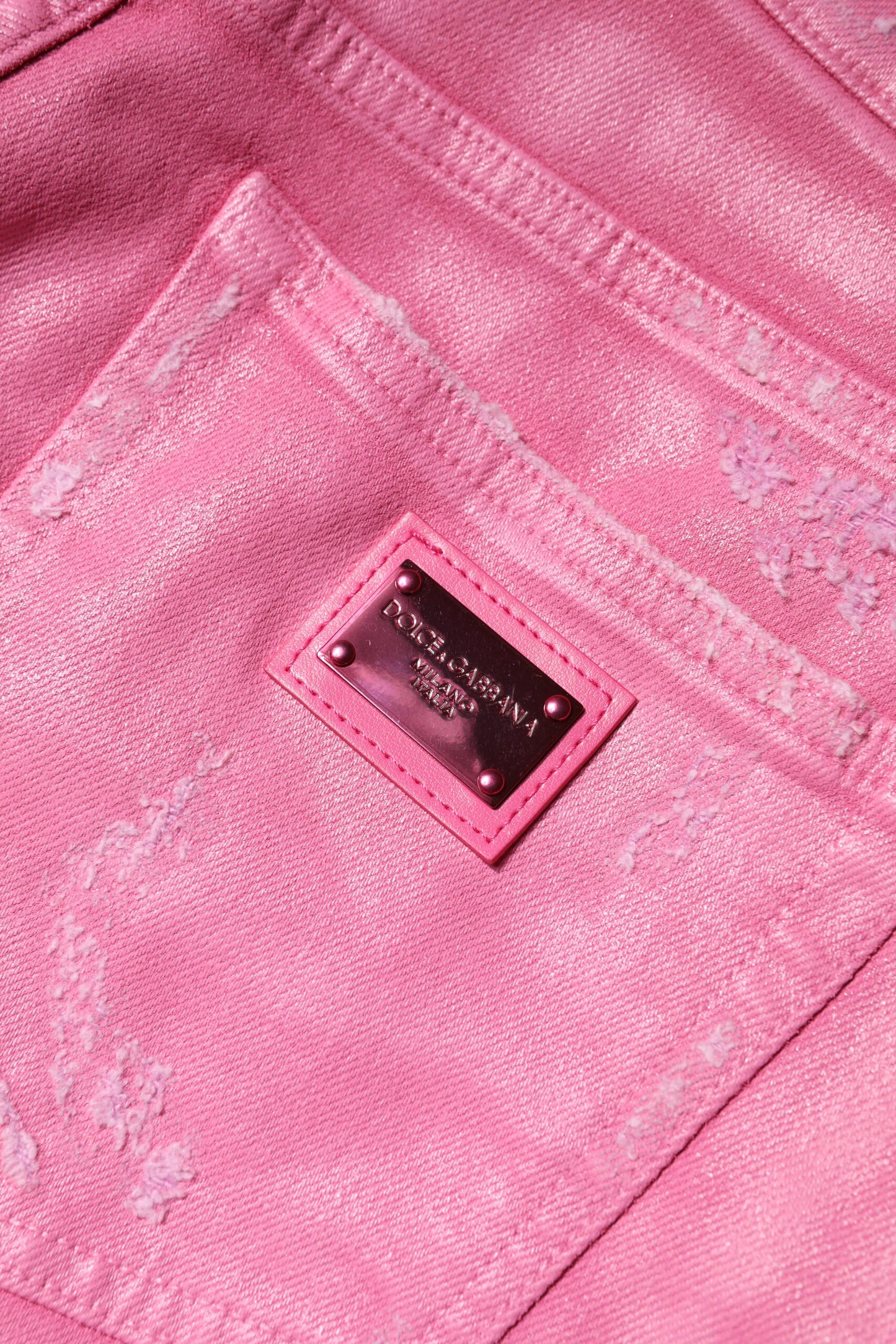 Pink Tattered Mid Waist Tapered Denim Jeans-Dolce & Gabbana-LabelTerrace.com