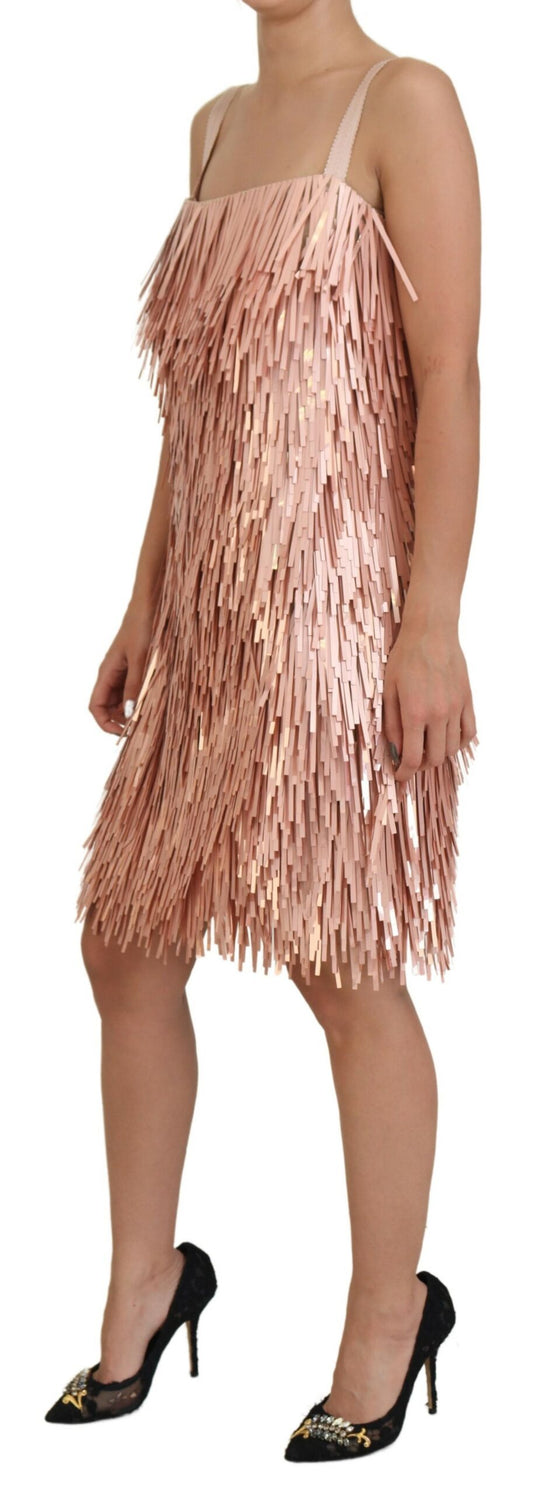 Pink Tinsel Sleeveless Shift A-line Dress-Dolce & Gabbana-LabelTerrace.com