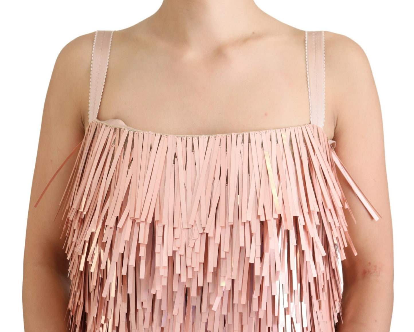 Pink Tinsel Sleeveless Shift A-line Dress-Dolce & Gabbana-LabelTerrace.com