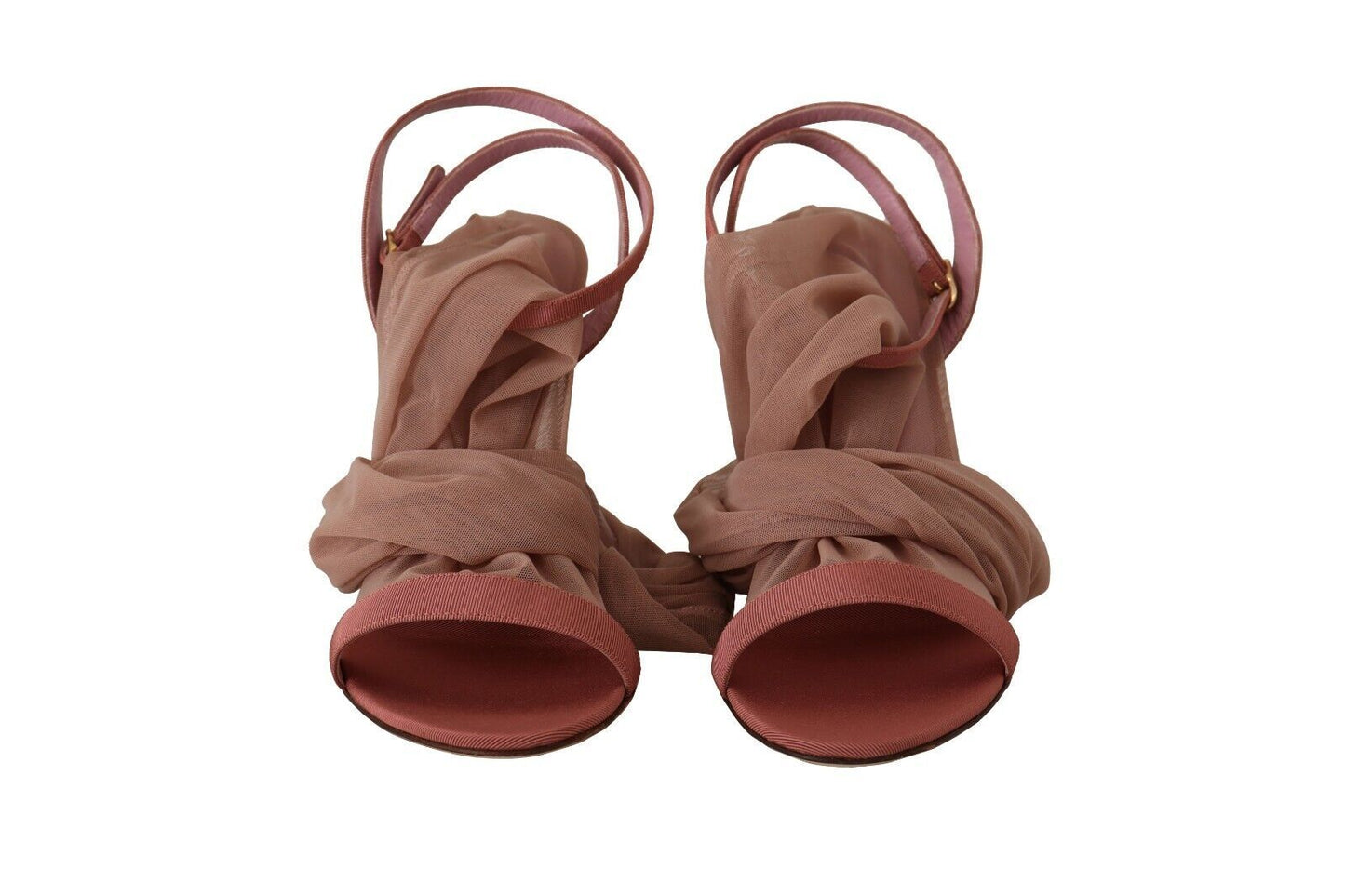Pink Tulle Stretch Ankle Strap Sandals Shoes-Dolce & Gabbana-LabelTerrace.com