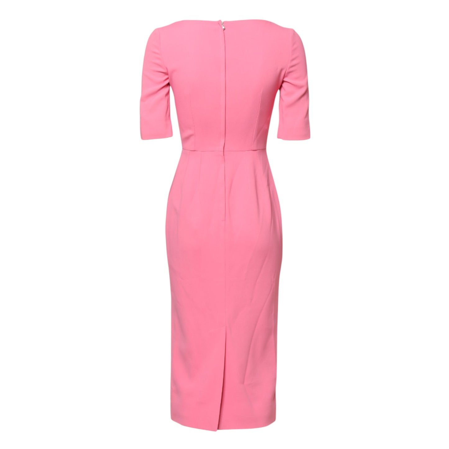 Pink Viscose Short Sleeve Sheath Midi Dress-Dolce & Gabbana-LabelTerrace.com