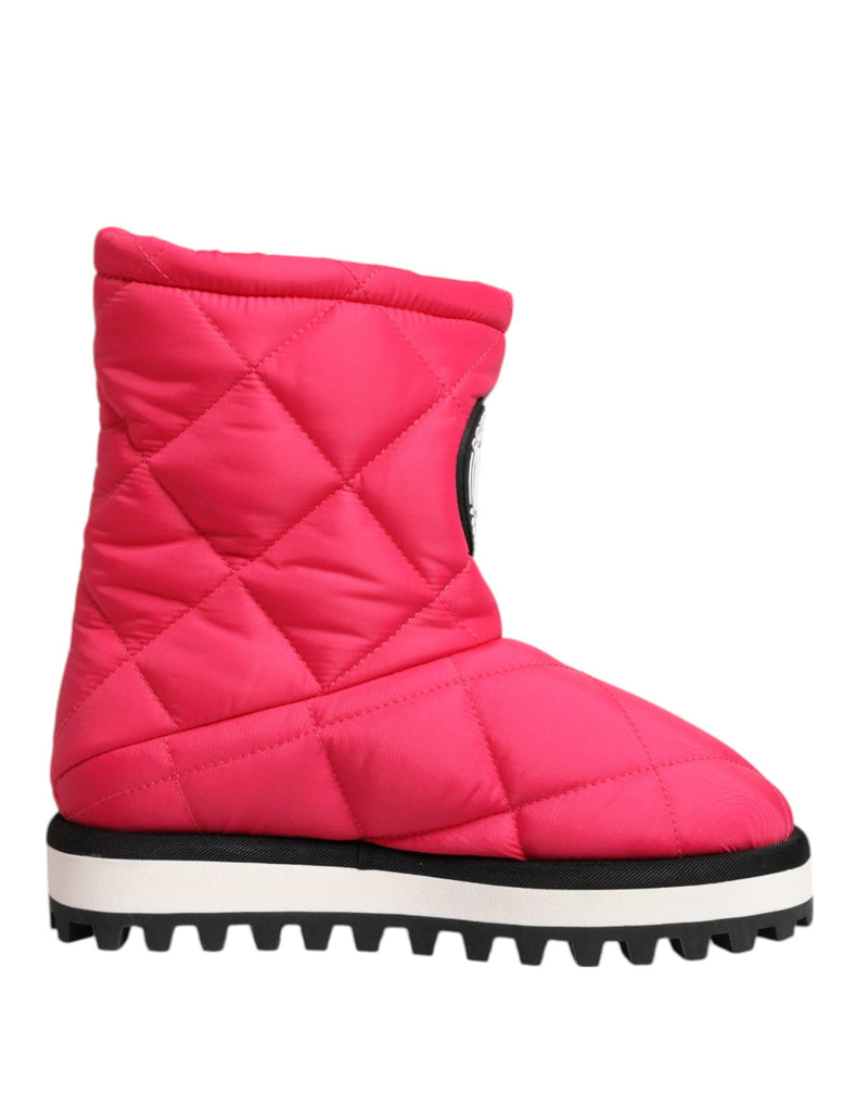 Pink White Viscose Padded Mid Calf Boots Shoes-Dolce & Gabbana-LabelTerrace.com