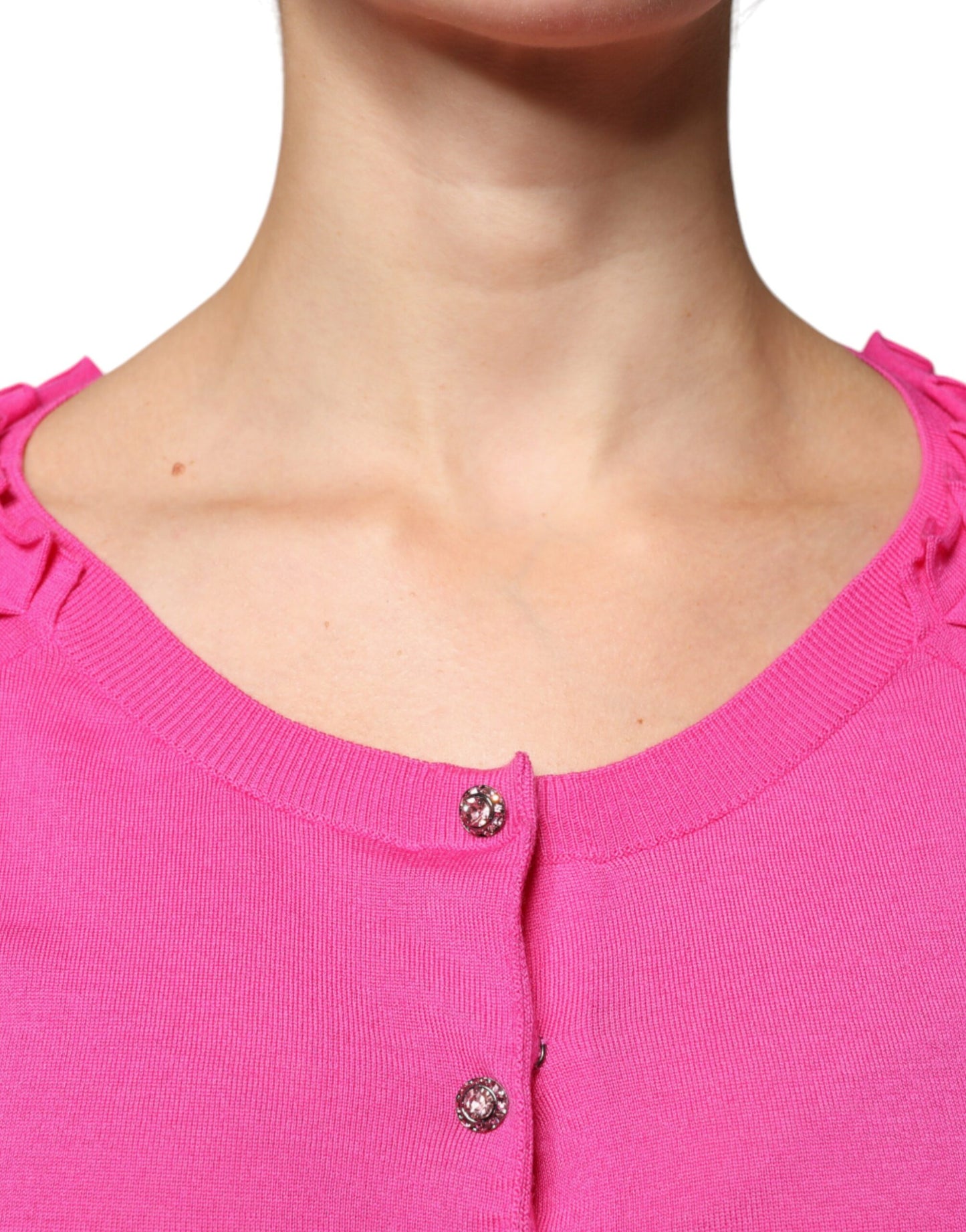 Pink Wool Button Down Cardigan Sweater-Dolce & Gabbana-LabelTerrace.com