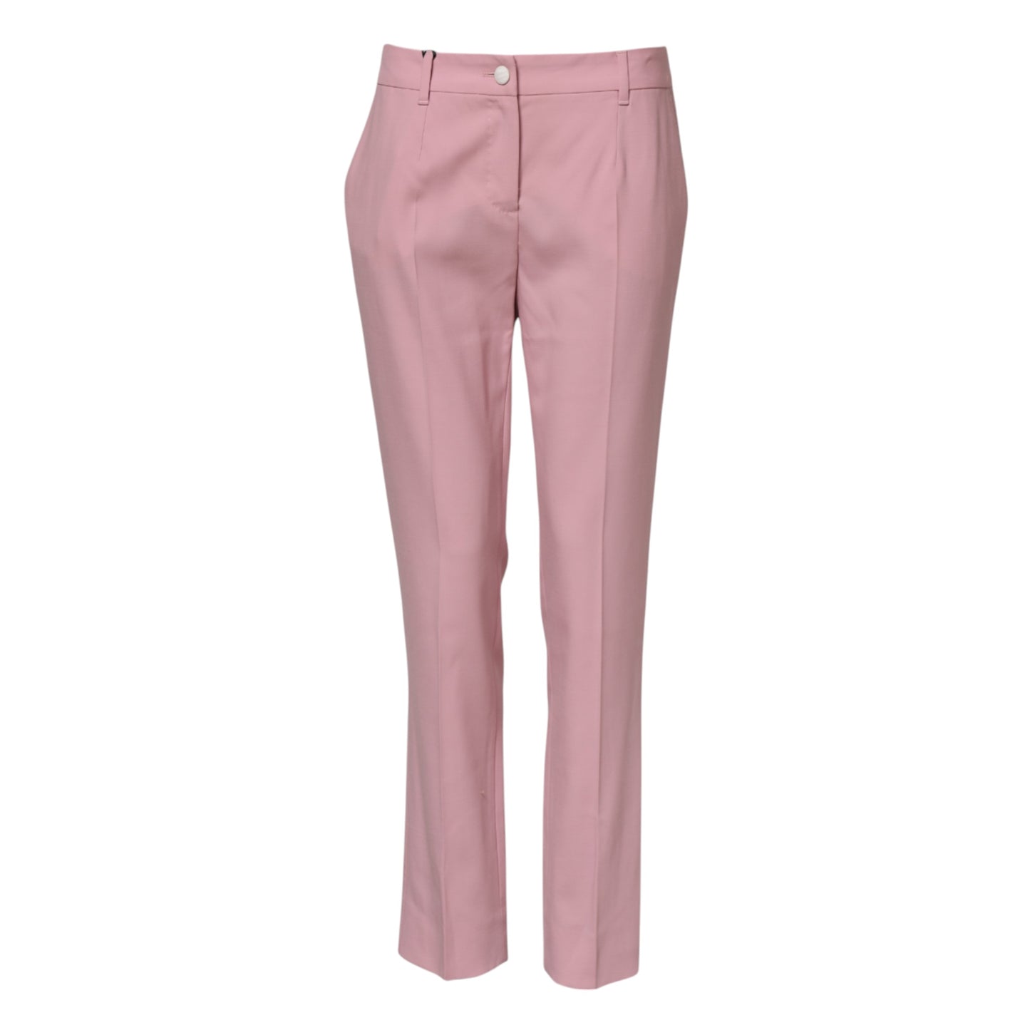 Pink Wool Mid Waist Tapered Pants-Dolce & Gabbana-LabelTerrace.com