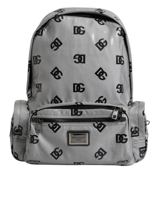 Polyester Gray Black DG Logo Plaque Backpack Bag-Dolce & Gabbana-LabelTerrace.com