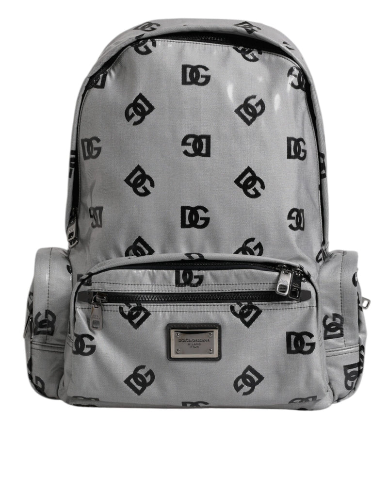 Polyester Gray Black DG Logo Plaque Backpack Bag-Dolce & Gabbana-LabelTerrace.com