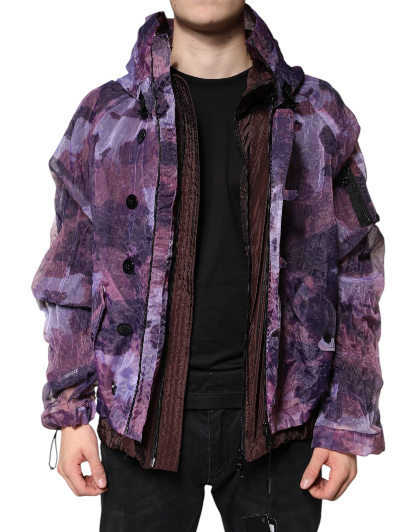 Purple Camouflage Hooded Men Blouson Jacket-Dolce & Gabbana-LabelTerrace.com