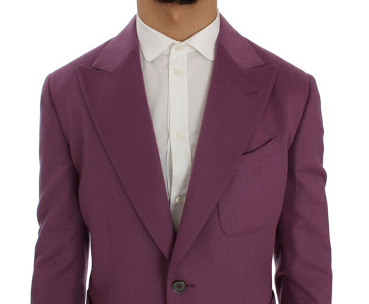 Purple Cashmere Slim Fit Blazer Jacket-Dolce & Gabbana-LabelTerrace.com