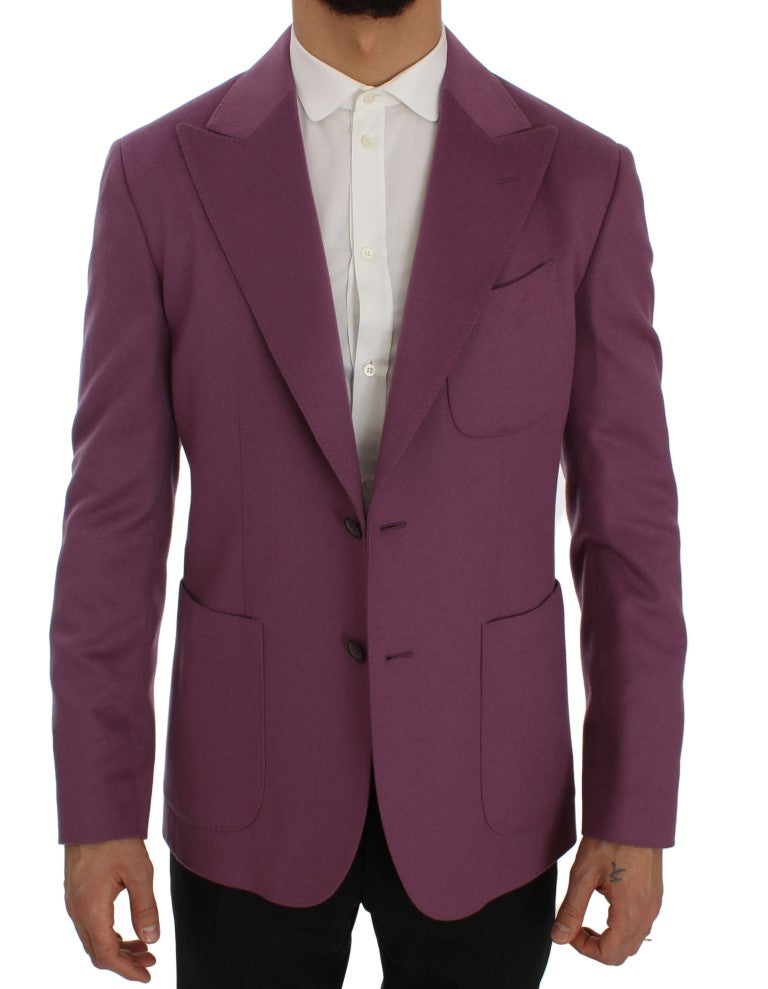 Purple Cashmere Slim Fit Blazer Jacket-Dolce & Gabbana-LabelTerrace.com
