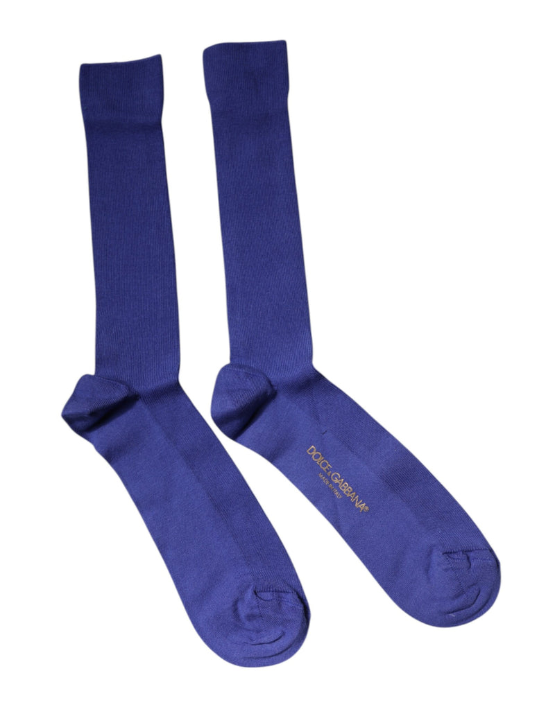 Purple Cotton Logo Over The Calf Socks-Dolce & Gabbana-LabelTerrace.com