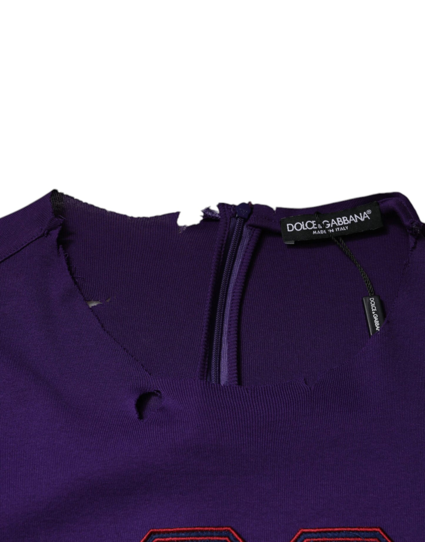 Purple Cotton Round Neck Pullover Men Sweater-Dolce & Gabbana-LabelTerrace.com