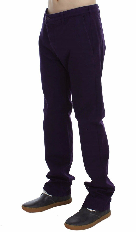 Purple Cotton Stretch Purple Fit Pants-GF Ferre-LabelTerrace.com