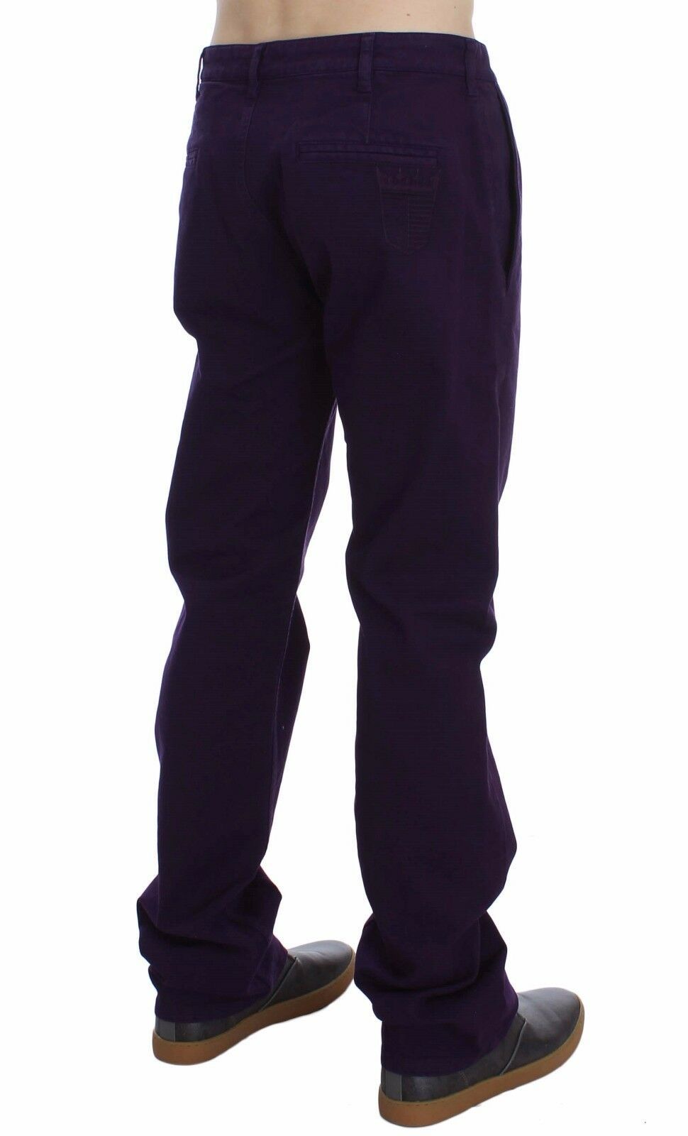 Purple Cotton Stretch Purple Fit Pants-GF Ferre-LabelTerrace.com
