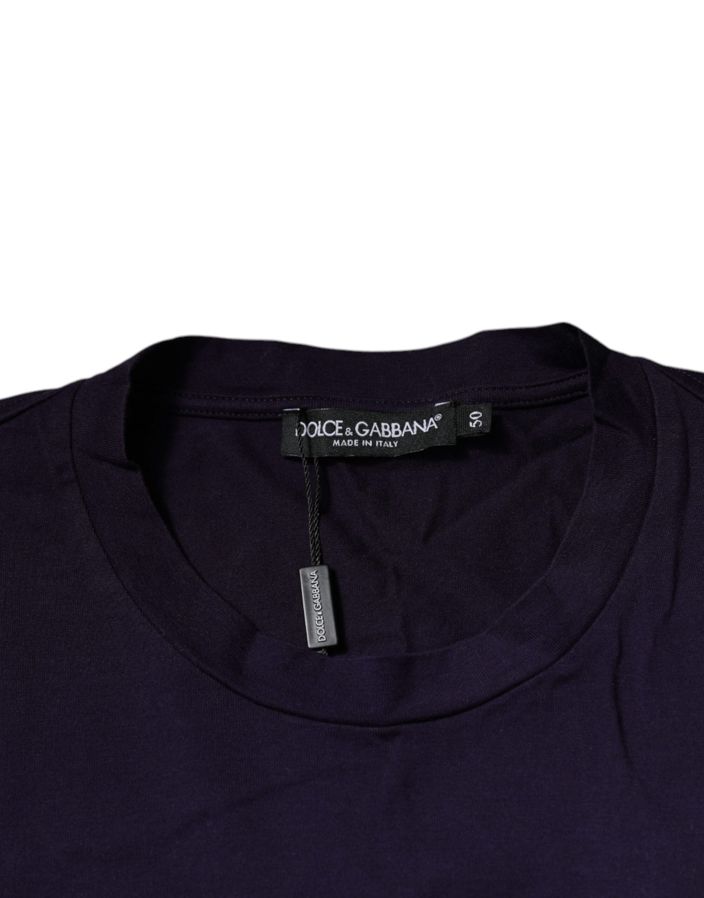 Purple DG Logo Cotton Crew Neck T-shirt-Dolce & Gabbana-LabelTerrace.com
