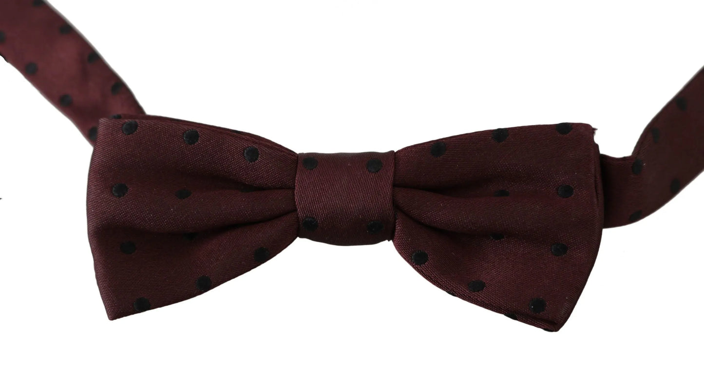 Purple Dotted Silk Adjustable Neck Papillon Bow Tie-Dolce & Gabbana-LabelTerrace.com