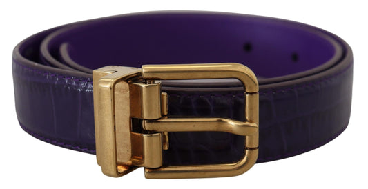 Purple Exotic Leather Gold Metal Buckle Belt-Dolce & Gabbana-LabelTerrace.com
