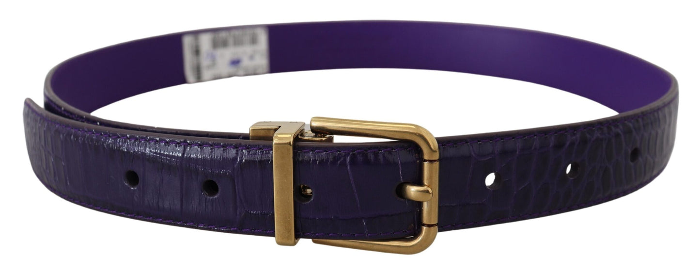Purple Exotic Leather Gold Metal Buckle Belt-Dolce & Gabbana-LabelTerrace.com