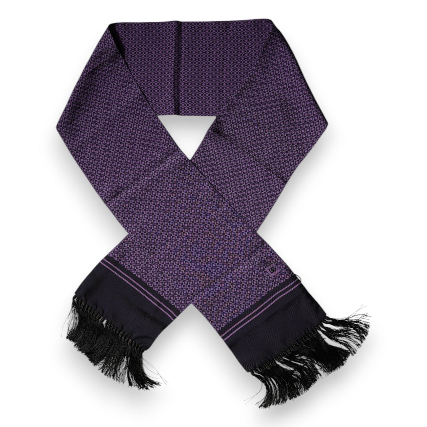 Purple Fantasy Silk Fringes Neck Wrap Scarf-Dolce & Gabbana-LabelTerrace.com